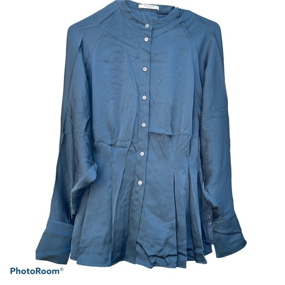 MM. LAFLEUR The Sontag Top - Teal  Green Stretch Silk top size small - Picture 8 of 11